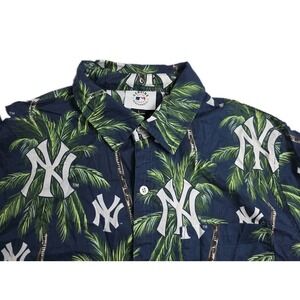 New York Yankees FOCO Palm Tree Button Up Shirt Mens Size Large